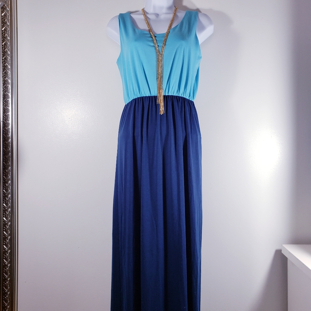 Size S Kranda long aqua and blue dress NWT